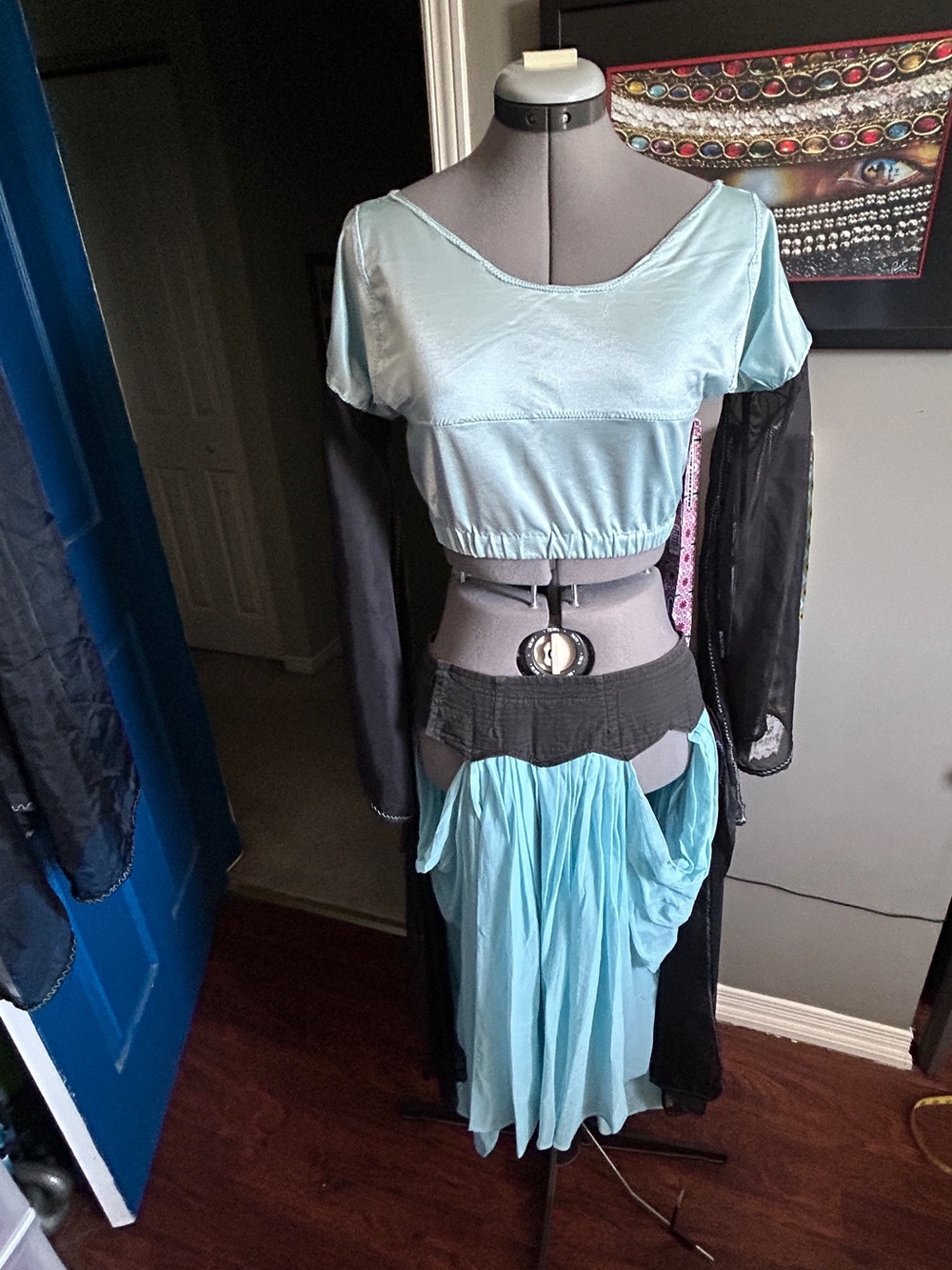 Gently Worn 3 Piece Belly Dance Costume with Veil.  36 Inch Bust and 38 Inch Hip